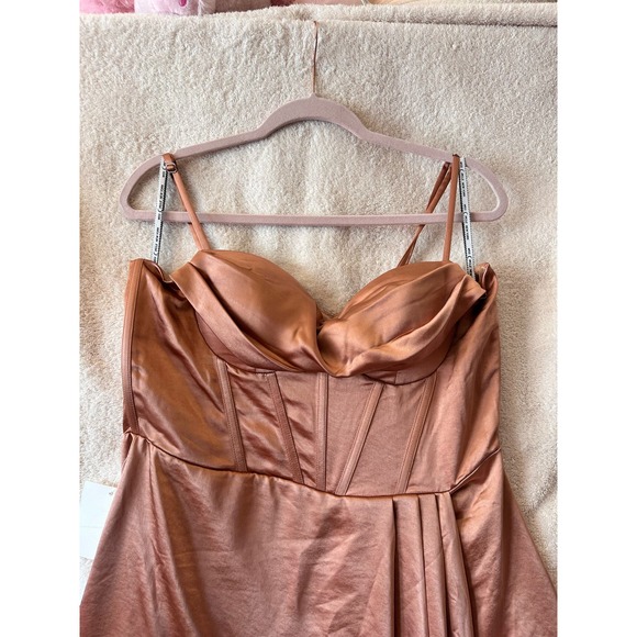 Miss Circle Brigid Coffee Satin Corset Dress Size XL - Picture 8 of 16